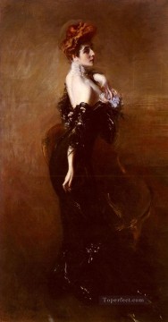 イブニングドレスのマダムページの肖像ジャンルジョヴァンニ・ボルディーニ Oil Paintings